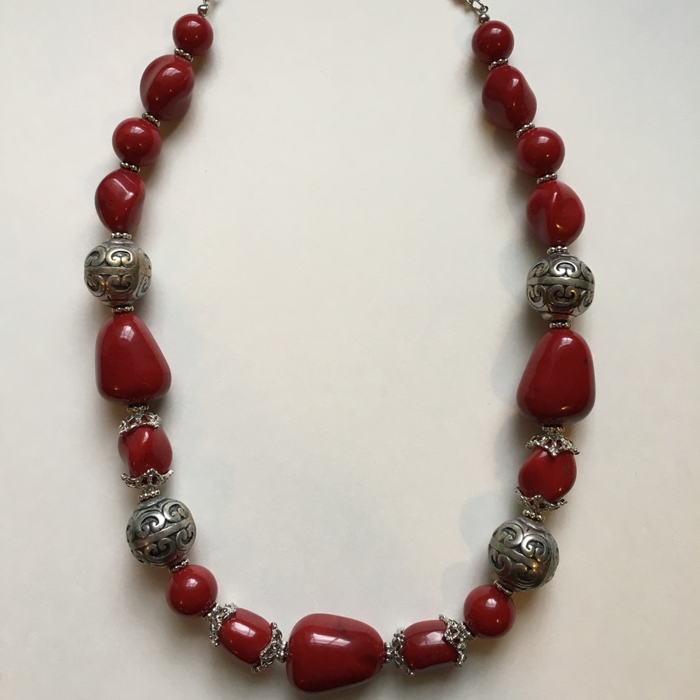 Red and silver necklace